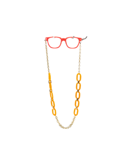 Acrylic with Aluminum Chain -Gold Aluminum+ Orange