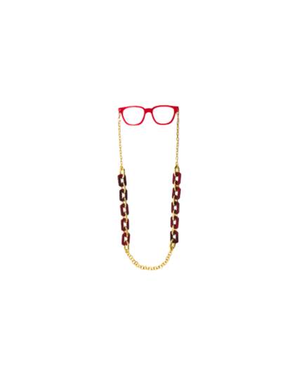 Acrylic with Aluminum Chain -Gold Aluminum+ Red